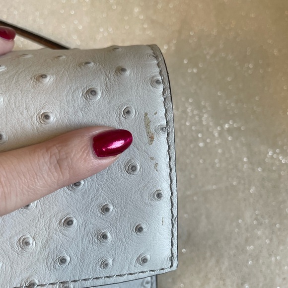 DOONEY & BOURKE OSTRICH EAST WEST FLAP SHOULDER BAG IN FOG✨ - Picture 5 of 14